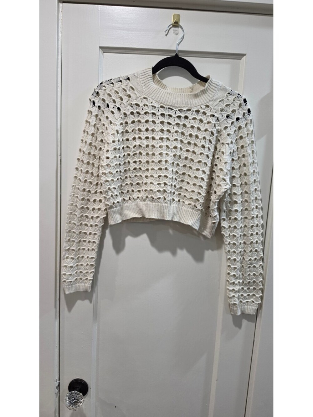 Freshman 1996 White Crochet Sweater Size Small